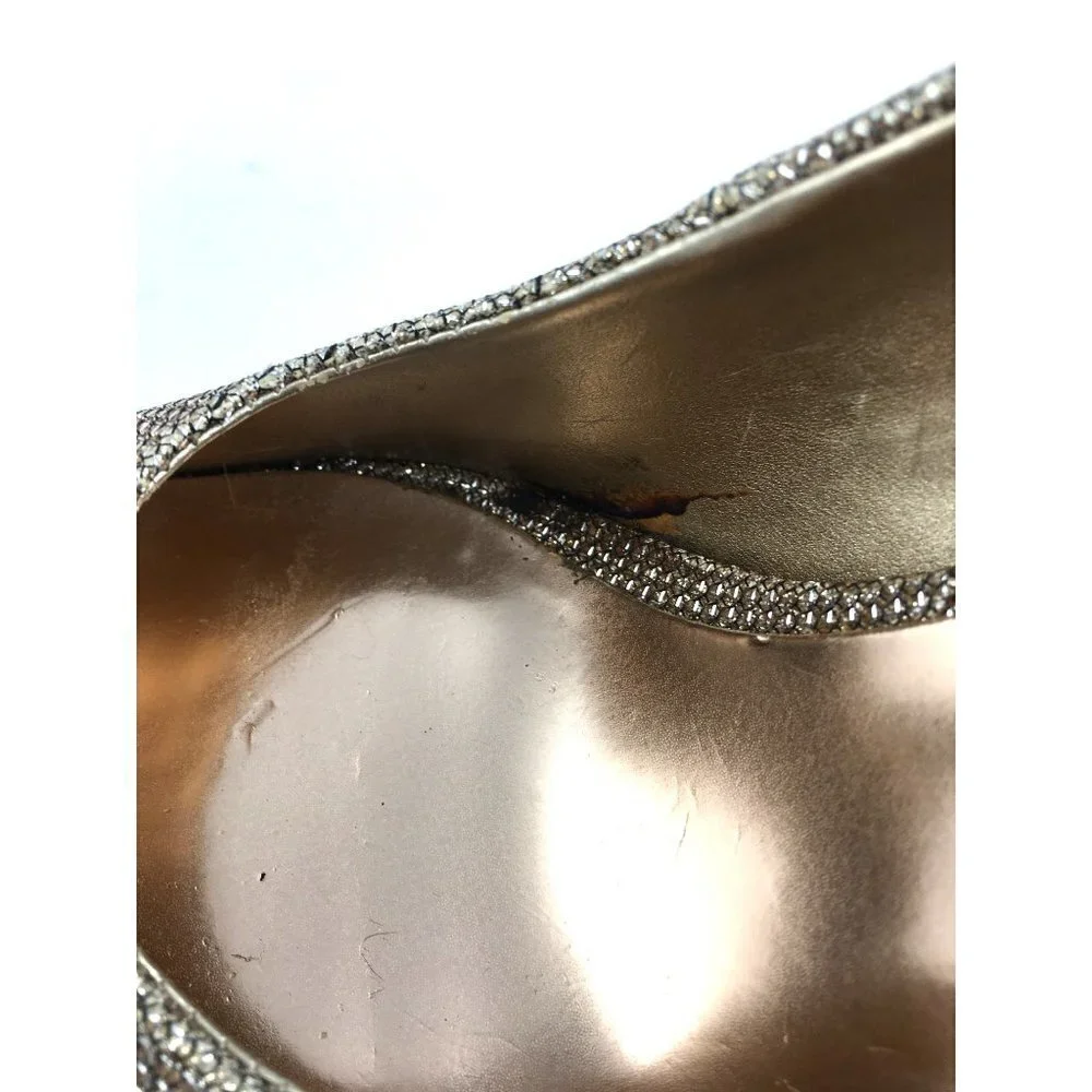 Nine West Gold Metallic Peep Toe Heels Size 7M